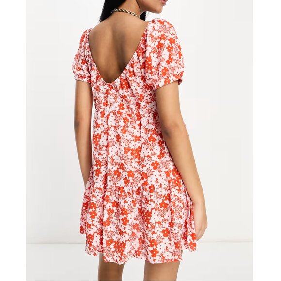 ASOS DESIGN - Red and White Floral Dress - Picture 2 of 11